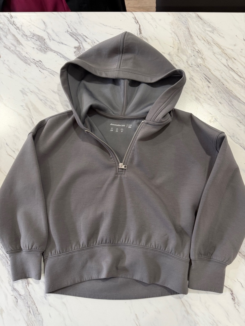 Abercrombie kids Quarter-Zip Hooded Sweatshirt in Gray